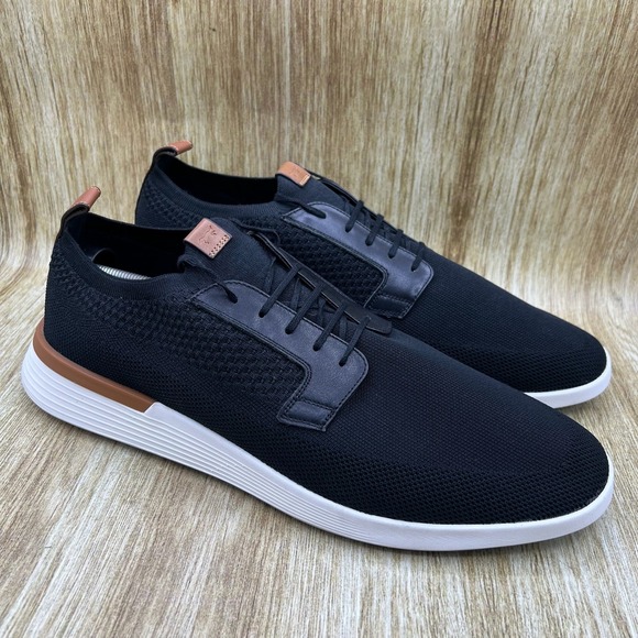 Wolf & Shepherd SwiftKnit Derby Mens 15 Black Knit Leather Hybrid Dress Sneakers